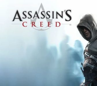 Assassin's Creed 1 cover art showing Altair in a hooded assassin's outfit with a blurred crowd in the background, featuring the game logo at the top.